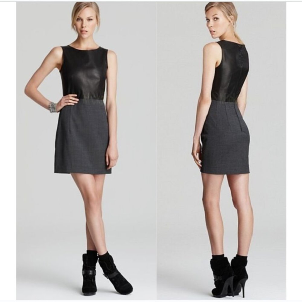 Theory Wool & Leather Orinthia Sheath Dress